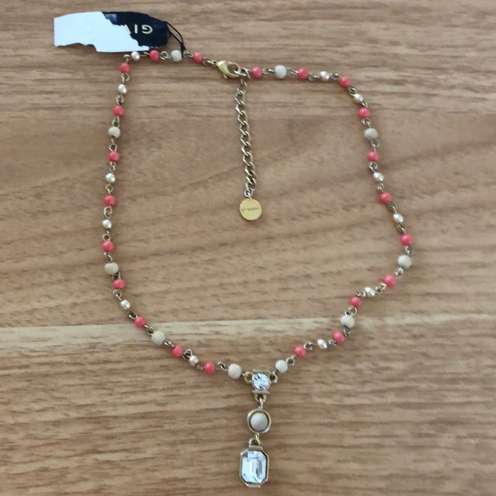 NWT GIVENCHY pink wood bead statement necklace